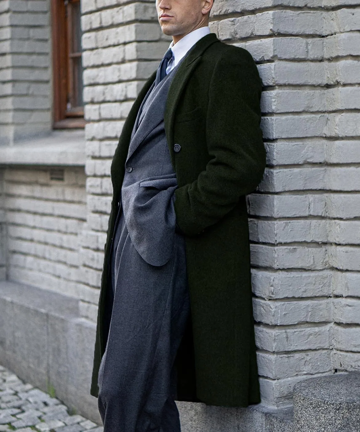 Men's Trench Coat Double Breasted Notched Lapel Peacoat Casual Warm Winter Long Jacket Overcoat With Pockets
