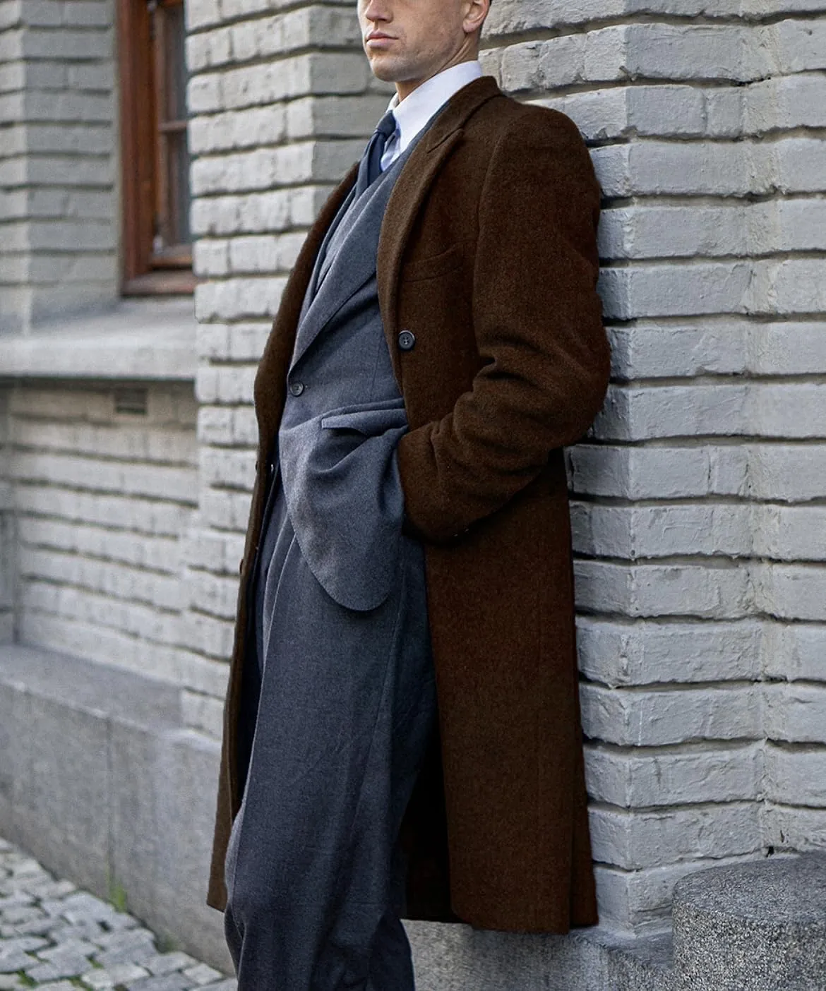 Men's Trench Coat Double Breasted Notched Lapel Peacoat Casual Warm Winter Long Jacket Overcoat With Pockets