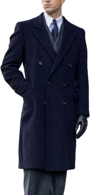 Men's Trench Coat Double Breasted Notched Lapel Peacoat Casual Warm Winter Long Jacket Overcoat With Pockets