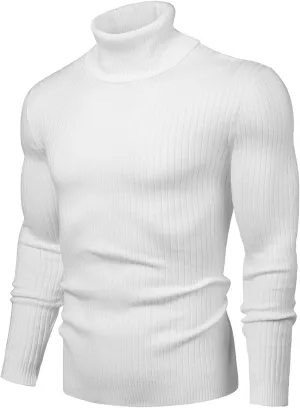 Mens Turtleneck Sweater Slim Fit Soft Knitted Basic Pullover Sweater