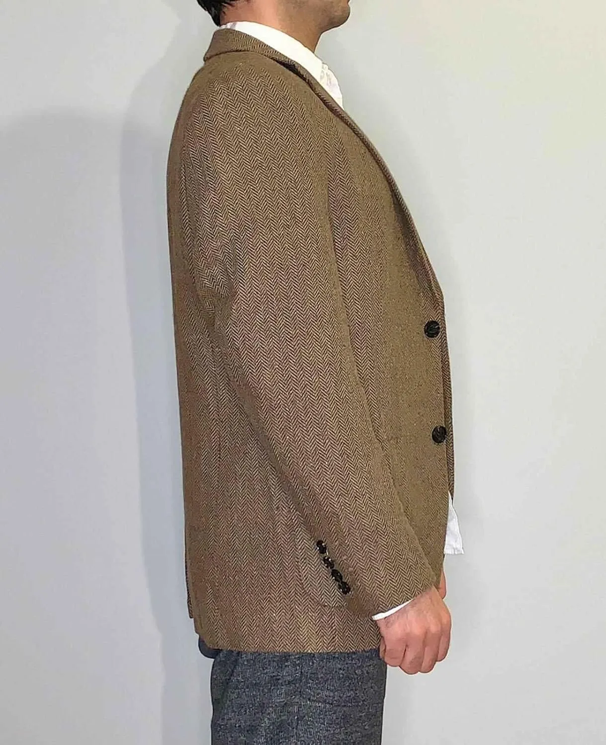 Mens Tweed Blazer 2 Button Lightweight Herringbone Jacket Casual Men Blazer Wedding Groomsmen Prom Jacket