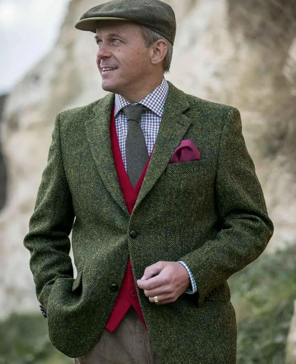Mens Tweed Blazer 2 Button Lightweight Herringbone Jacket Casual Men Blazer Wedding Groomsmen Prom Jacket