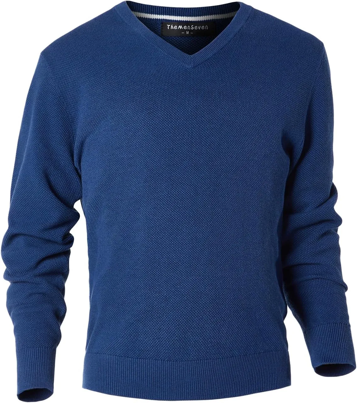 Men's V-Neck Long Sleeve Sweater Slim Fit Casual Pullover Sweater