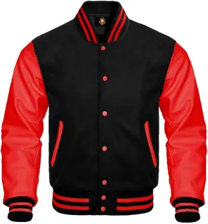 Men's Varsity Jacket Wool Body Genuine Leather Arms Letterman Jacket College Varsity Jackets