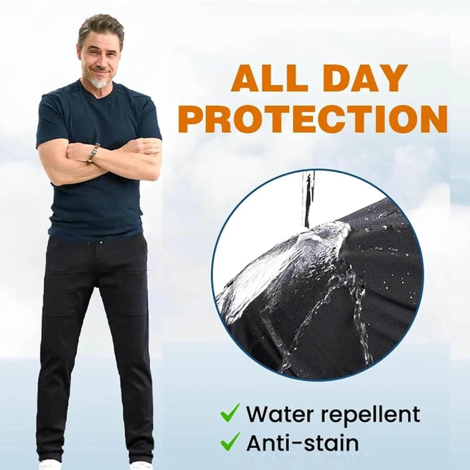 Men's Waterproof Cargo Pants Outdoor Running Hiking Elastic Waist Trousers Plus Size Drawstring Pants with Pockets