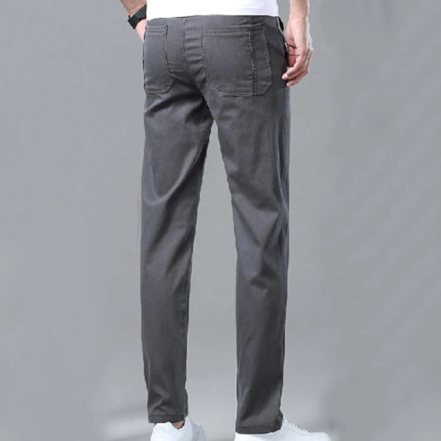 Men's Waterproof Cargo Pants Outdoor Running Hiking Elastic Waist Trousers Plus Size Drawstring Pants with Pockets
