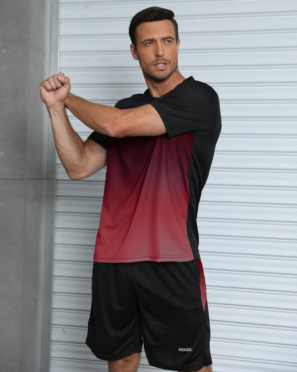 Men's Workout Sets Athletic Clothes Soccer Shirts Shorts 3 Pack Basketball Running Gym Football Outfits Summer