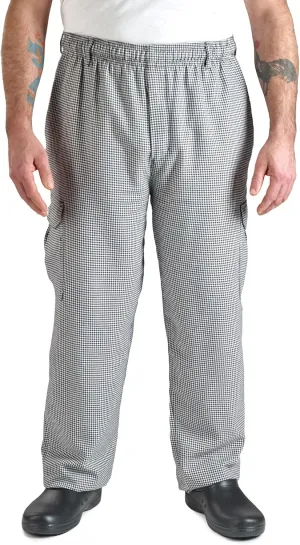 Mercer Culinary M61051HTL Genesis Men's Chef Cargo Pant in Hounds Tooth, Large, Black/White