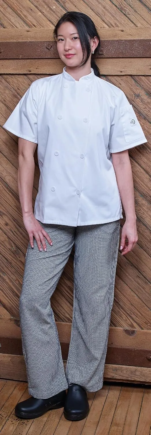 Mercer Culinary M61051HTL Genesis Men's Chef Cargo Pant in Hounds Tooth, Large, Black/White