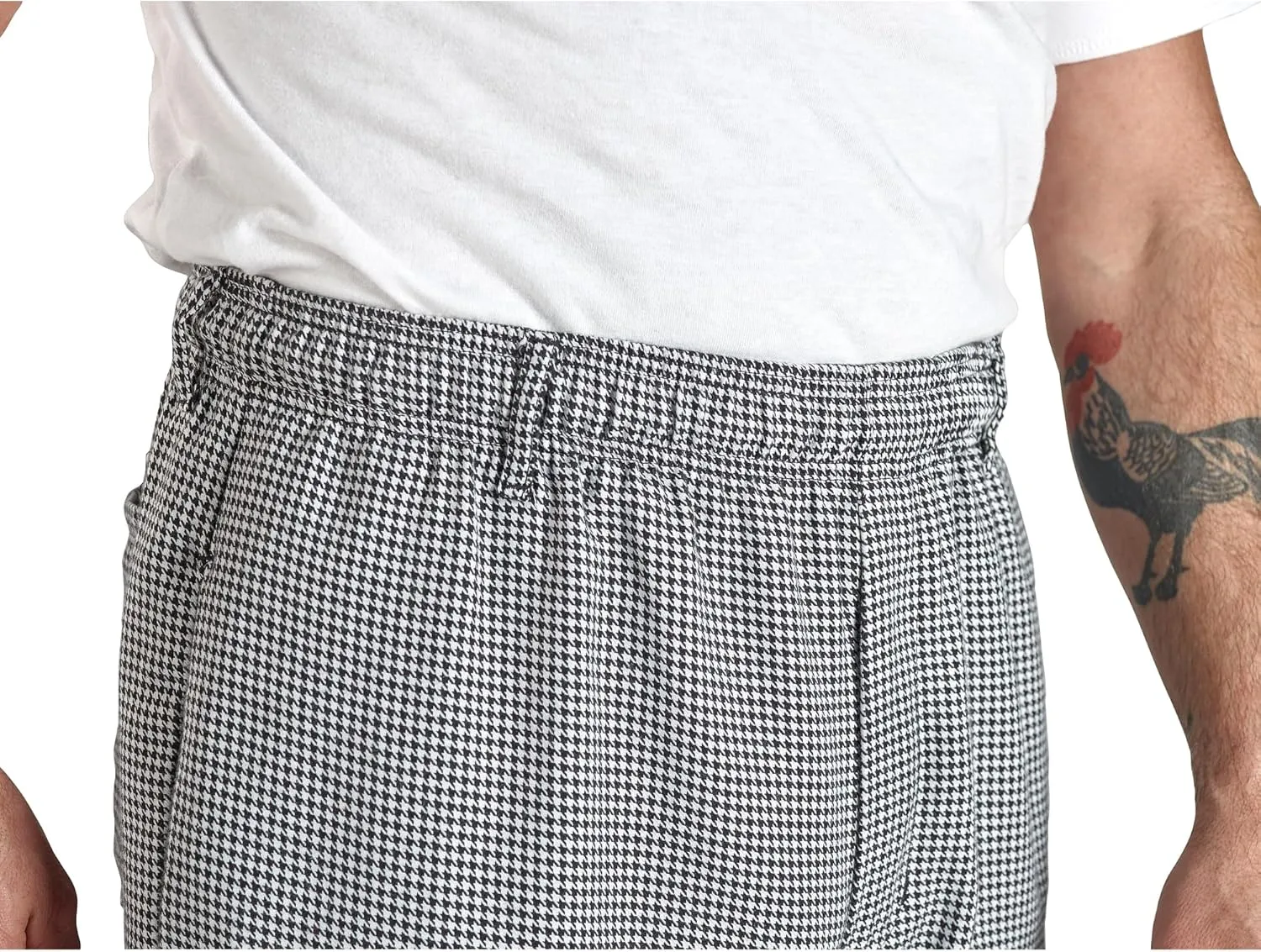 Mercer Culinary M61051HTL Genesis Men's Chef Cargo Pant in Hounds Tooth, Large, Black/White