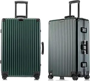 Metallic Hardshell Carry-On Luggage with Spinner Wheels - 26 Inch Travel Suitcase with-Approved Lock(Green,20in)