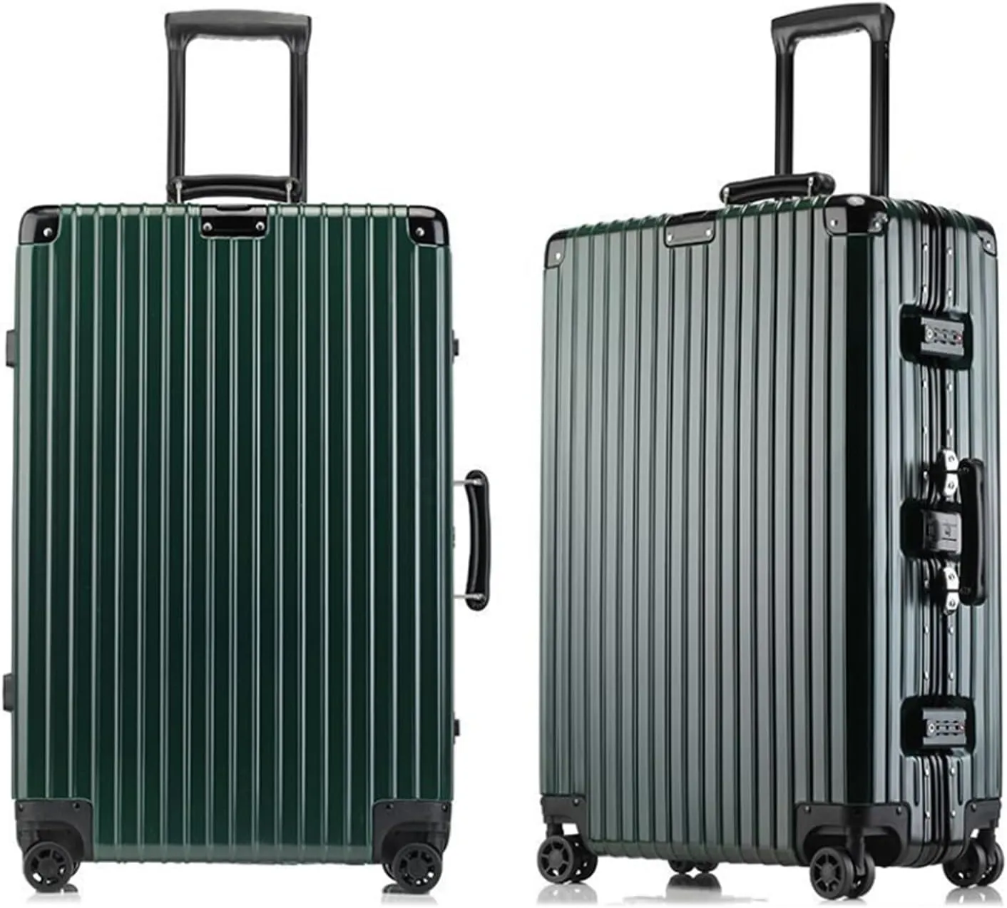 Metallic Hardshell Carry-On Luggage with Spinner Wheels - 26 Inch Travel Suitcase with-Approved Lock(Green,20in)