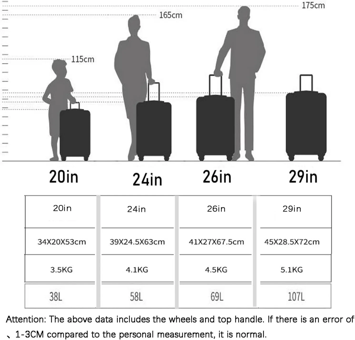 Metallic Hardshell Carry-On Luggage with Spinner Wheels - 26 Inch Travel Suitcase with-Approved Lock(Metallic,20in)