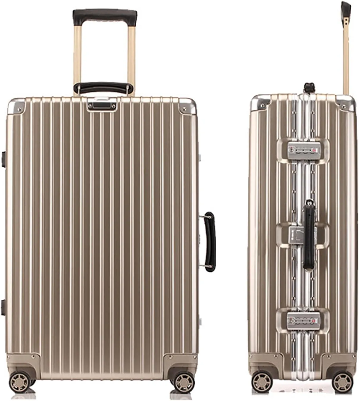 Metallic Hardshell Carry-On Luggage with Spinner Wheels - 26 Inch Travel Suitcase with-Approved Lock(Metallic,20in)
