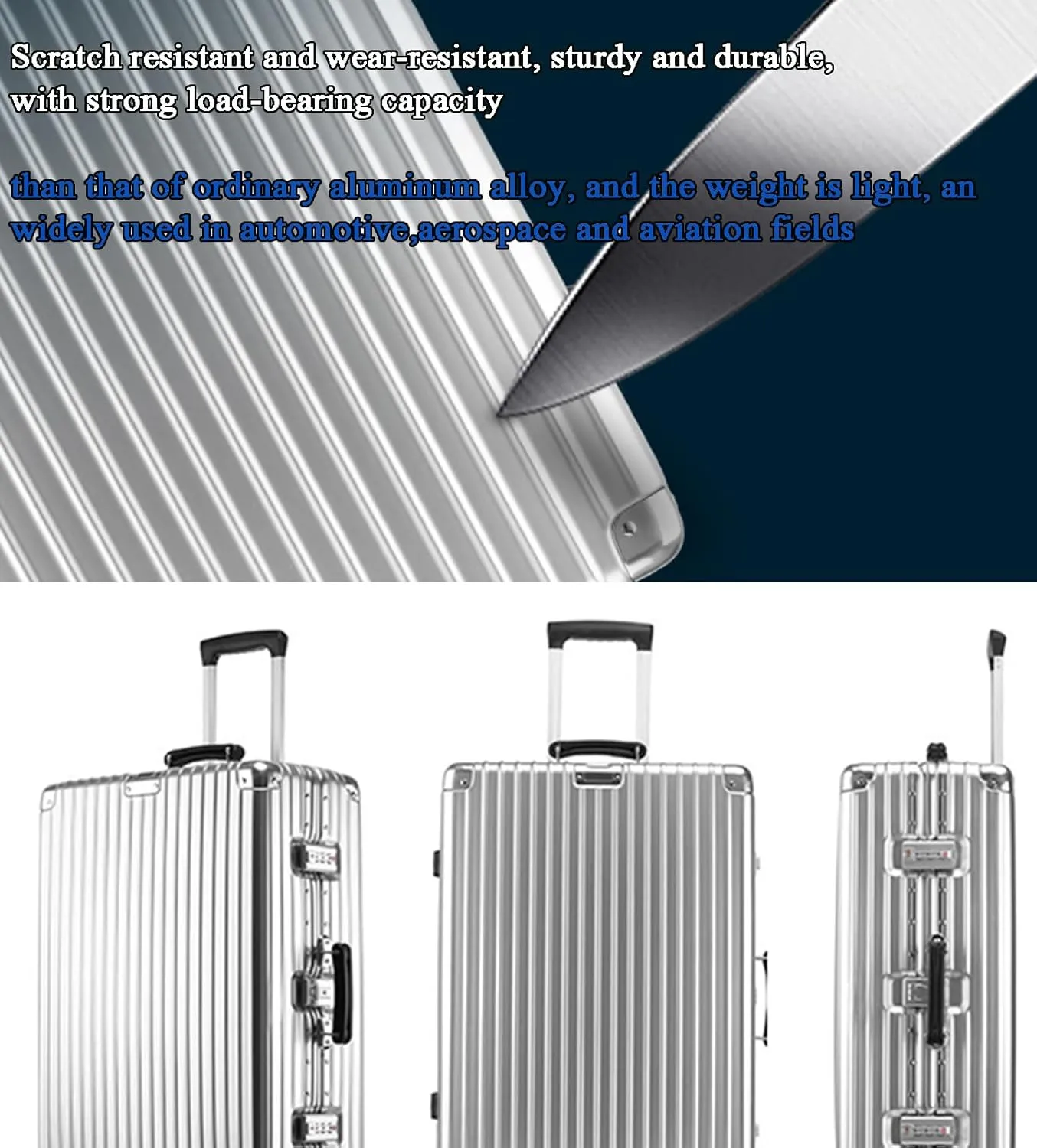 Metallic Hardshell Carry-On Luggage with Spinner Wheels - 26 Inch Travel Suitcase with-Approved Lock(Metallic,20in)