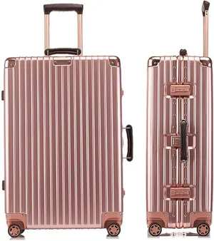Metallic Hardshell Carry-On Luggage with Spinner Wheels - 26 Inch Travel Suitcase with-Approved Lock(Pink,20in)