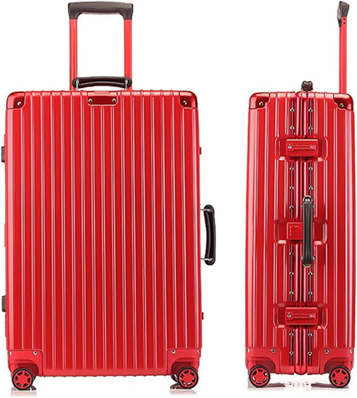 Metallic Hardshell Carry-On Luggage with Spinner Wheels - 26 Inch Travel Suitcase with-Approved Lock(Red,20in)