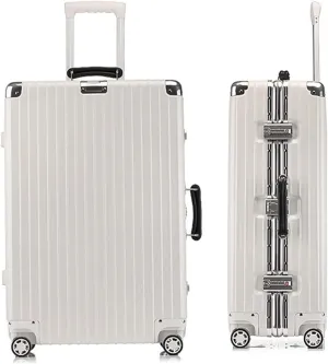 Metallic Hardshell Carry-On Luggage with Spinner Wheels - 26 Inch Travel Suitcase with-Approved Lock(White,20in)