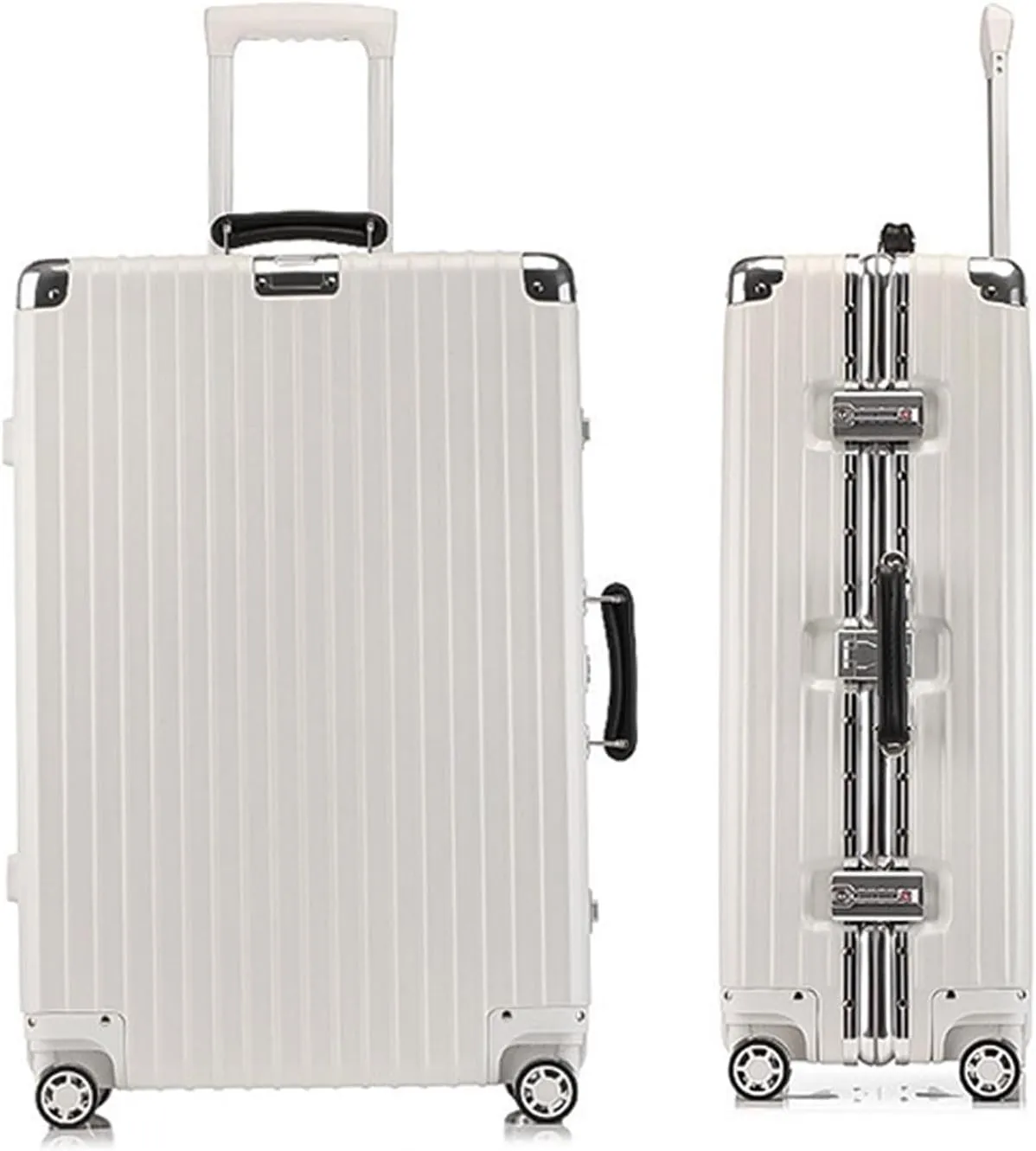 Metallic Hardshell Carry-On Luggage with Spinner Wheels - 26 Inch Travel Suitcase with-Approved Lock(White,20in)