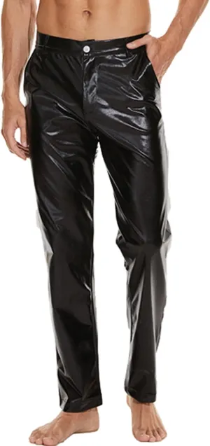 Metallic Shiny Disco Pants for Men, 70s/80s Party Rave Pants, Vintage Cosplay Straight Leg Trousers