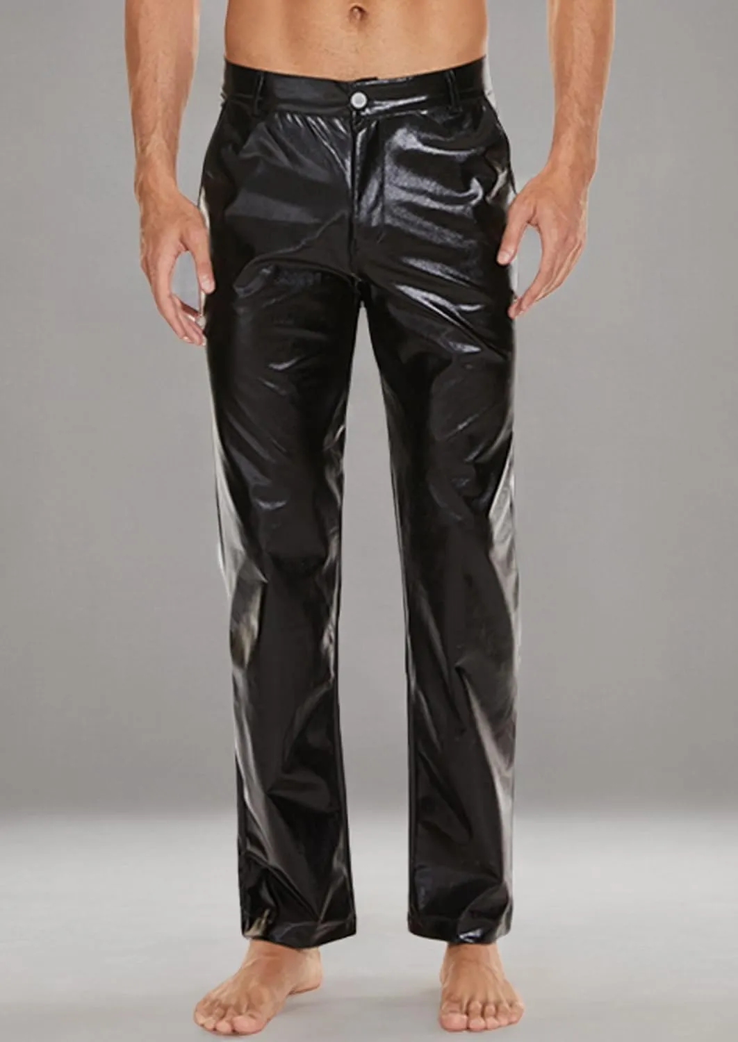 Metallic Shiny Disco Pants for Men, 70s/80s Party Rave Pants, Vintage Cosplay Straight Leg Trousers