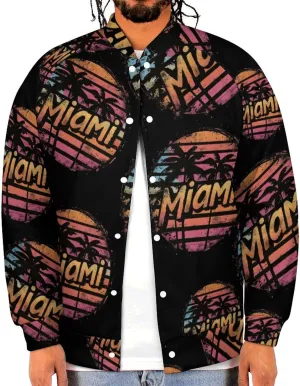 Miami Sunset Lightweight Men's Baseball Jackets Relaxed Fit Varsity Bomber Jacket Windbreaker Coat