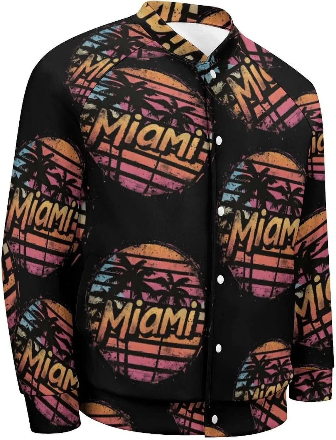 Miami Sunset Lightweight Men's Baseball Jackets Relaxed Fit Varsity Bomber Jacket Windbreaker Coat