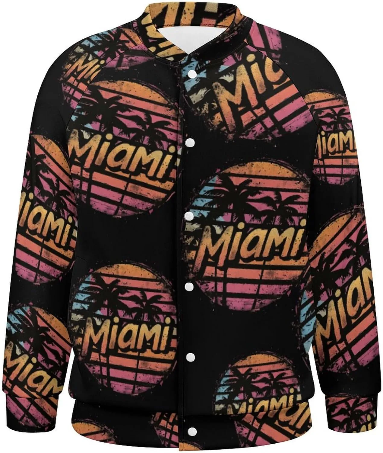 Miami Sunset Lightweight Men's Baseball Jackets Relaxed Fit Varsity Bomber Jacket Windbreaker Coat