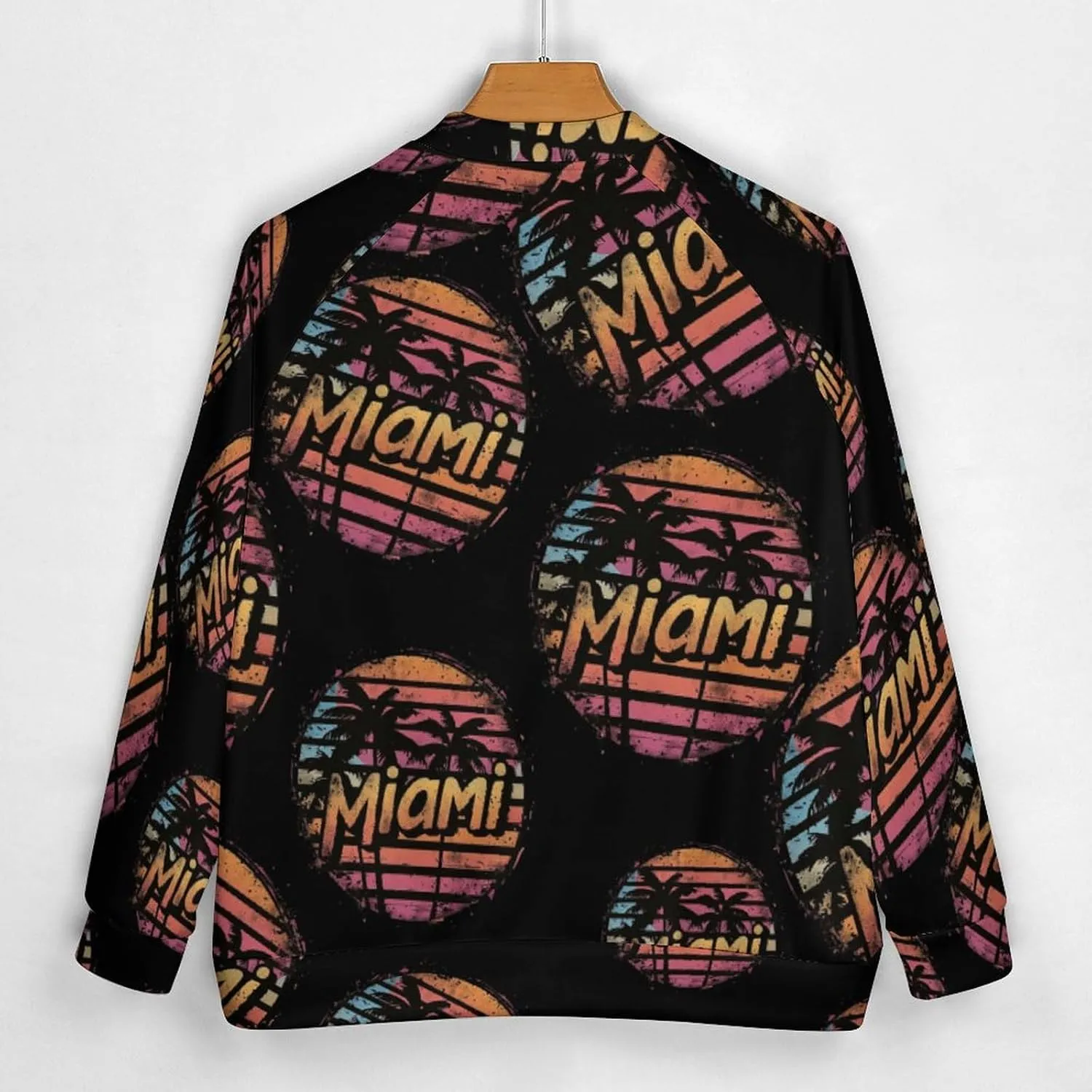 Miami Sunset Lightweight Men's Baseball Jackets Relaxed Fit Varsity Bomber Jacket Windbreaker Coat