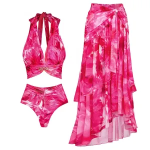 Michelle - Floral Print Halter Neck Bikini Set