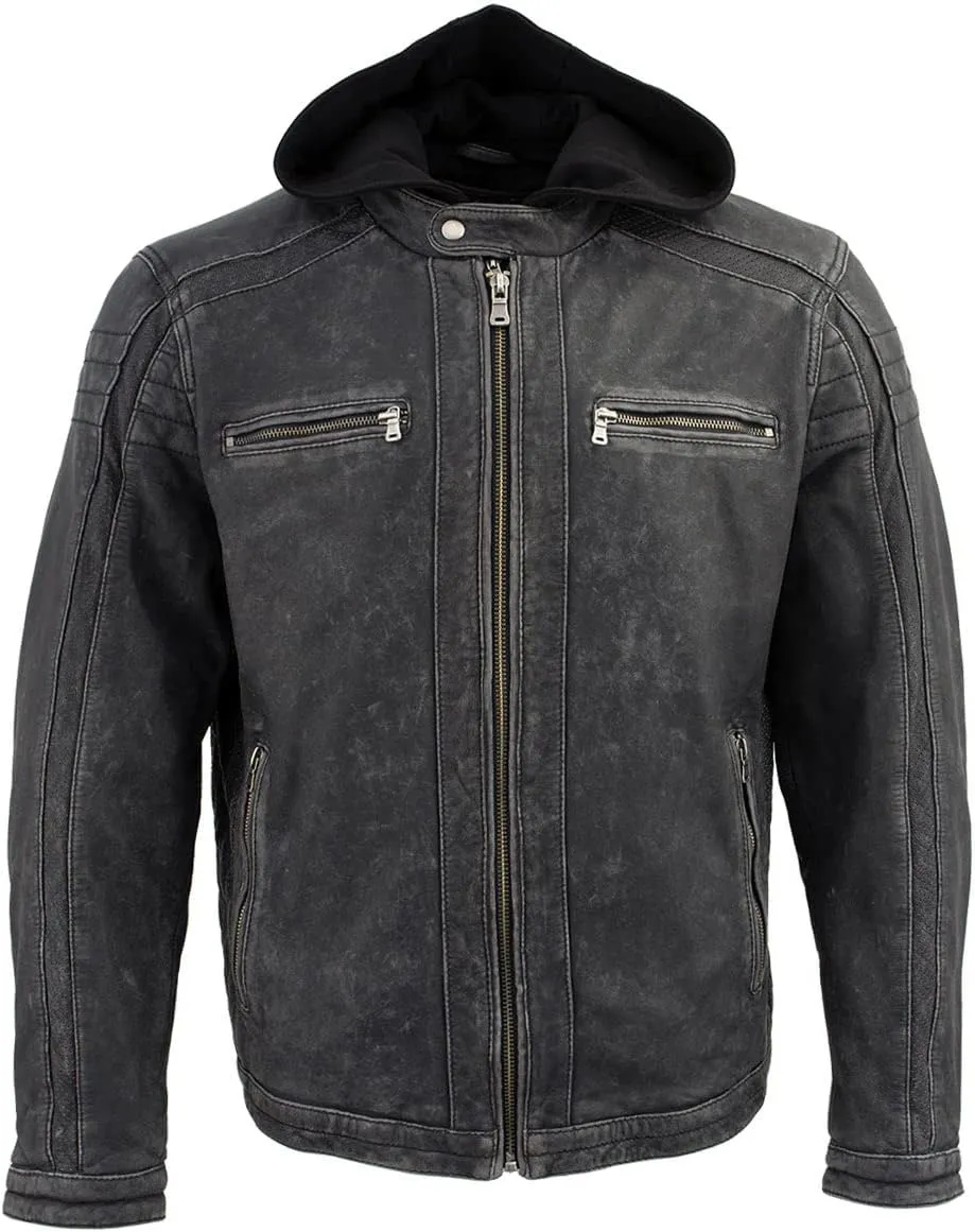 Milwaukee Leather Premium Men's Leather Fashion Casual Jackets and Coats with Hoodie | SFM
