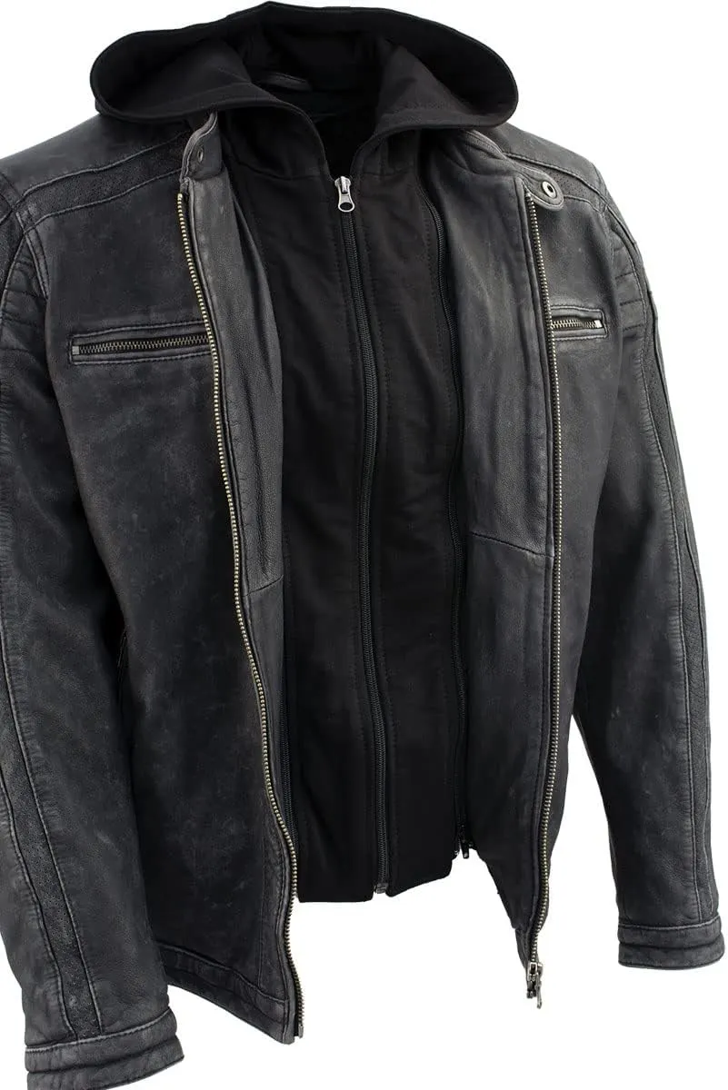 Milwaukee Leather Premium Men's Leather Fashion Casual Jackets and Coats with Hoodie | SFM