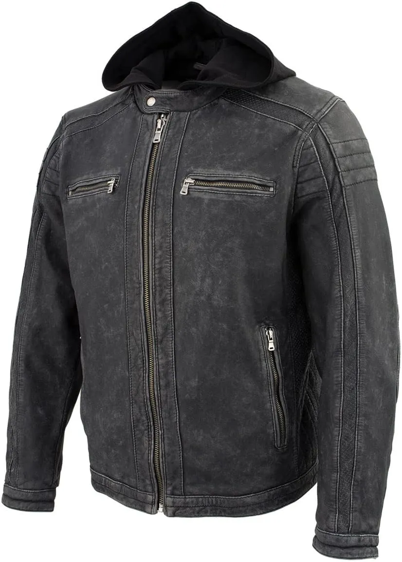 Milwaukee Leather Premium Men's Leather Fashion Casual Jackets and Coats with Hoodie | SFM