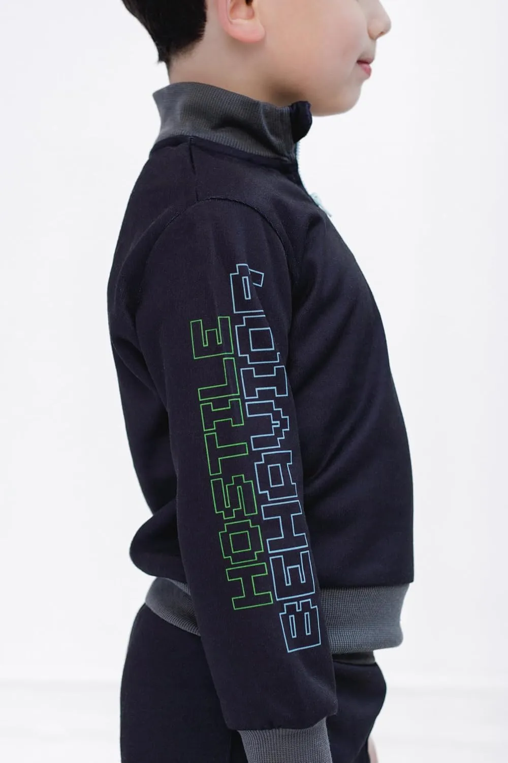 Minecraft Creeper Fleece Half Zip Sweatshirt and Pants Outfit Set Little Kid to Big Kid Sizes (4-18-20)