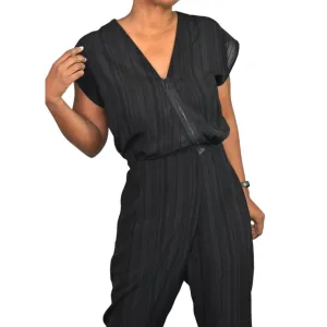 Miriam Ponsa Jumpsuit Black Sheer Boilersuit Asymmetric Zip Relaxed Trouser Size Small