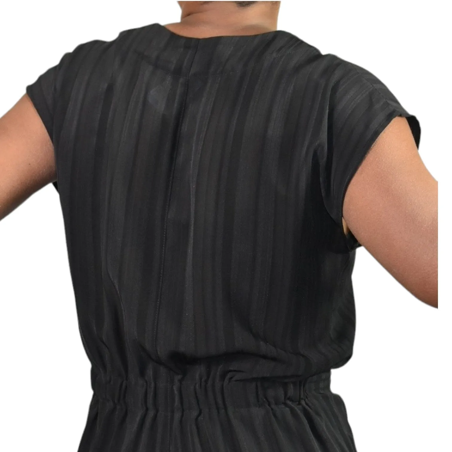 Miriam Ponsa Jumpsuit Black Sheer Boilersuit Asymmetric Zip Relaxed Trouser Size Small
