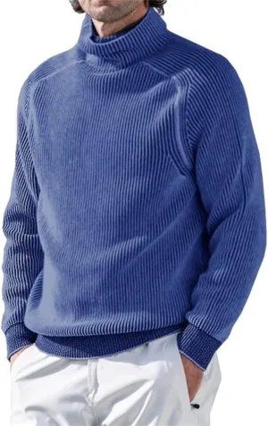Mmoneyake Mens Slim Fit Turtleneck Sweater Ribbed Mock Neck Pullover Sweater Long Sleeve Basic Knitted Jumper Winter Knitwear