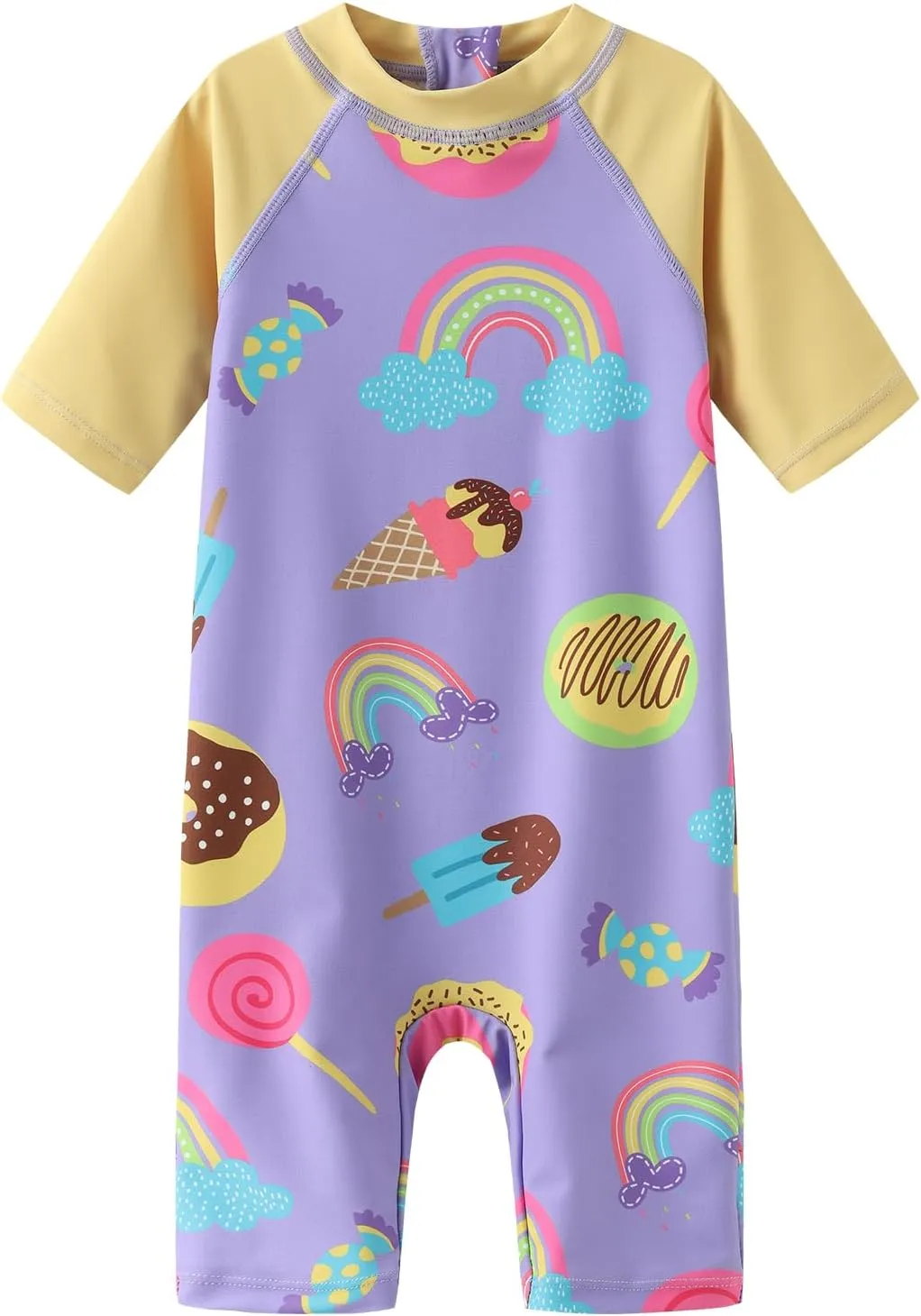 Moon Tree Baby Girls Rash Guard Swimsuits for Toddler Girls Short Sleeve Sunsuits One Piece Bathing Suits Beach Swimwear