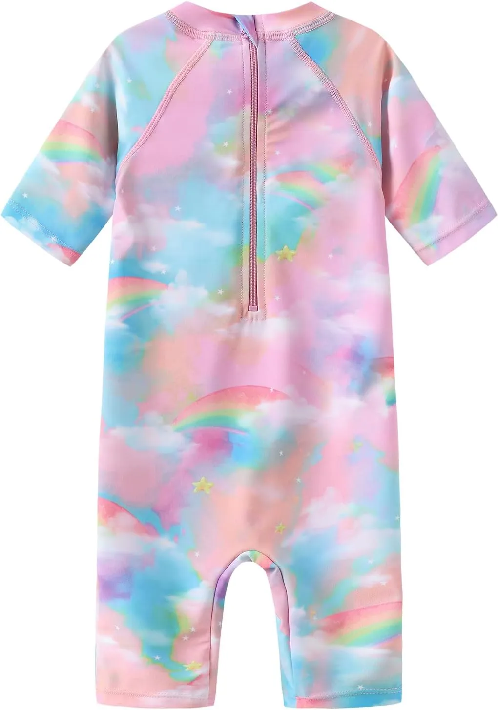 Moon Tree Baby Girls Rash Guard Swimsuits for Toddler Girls Short Sleeve Sunsuits One Piece Bathing Suits Beach Swimwear