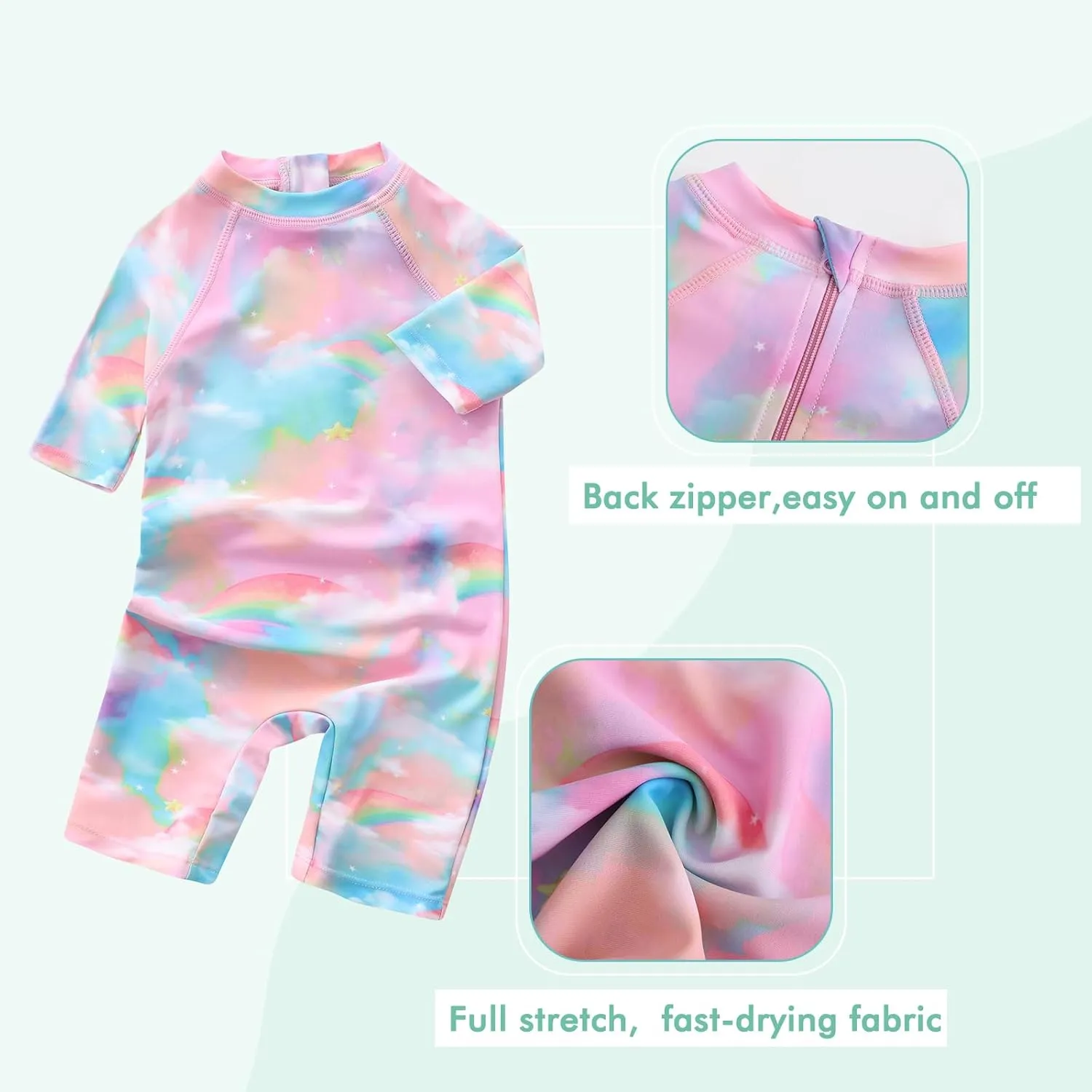Moon Tree Baby Girls Rash Guard Swimsuits for Toddler Girls Short Sleeve Sunsuits One Piece Bathing Suits Beach Swimwear