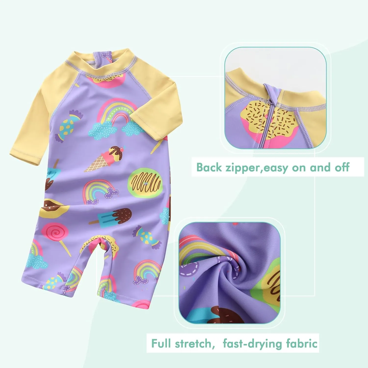 Moon Tree Baby Girls Rash Guard Swimsuits for Toddler Girls Short Sleeve Sunsuits One Piece Bathing Suits Beach Swimwear