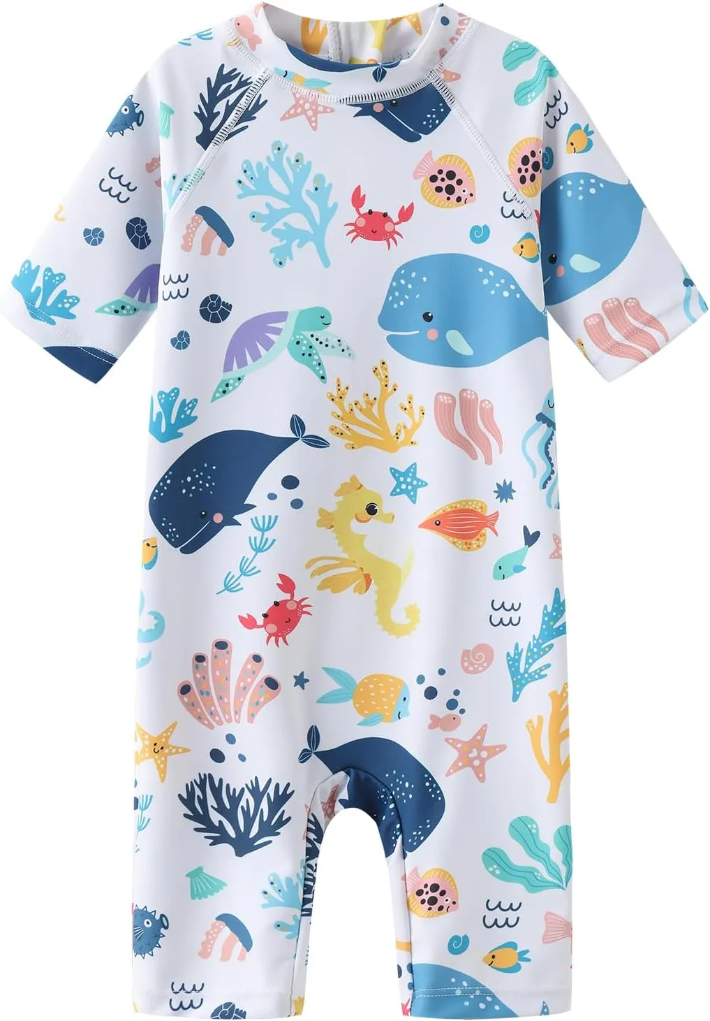Moon Tree Baby Girls Rash Guard Swimsuits for Toddler Girls Short Sleeve Sunsuits One Piece Bathing Suits Beach Swimwear
