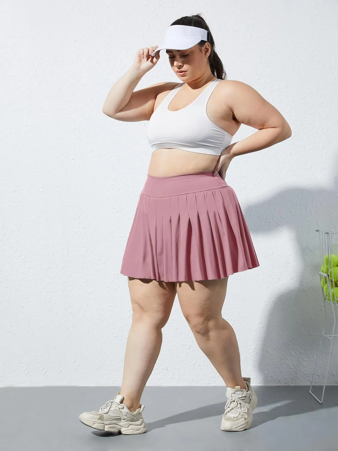 Moon Wood Women's Plus Size Pleated Tennis Skirt- Girls High Waist Athletic Golf Skirts with Shorts