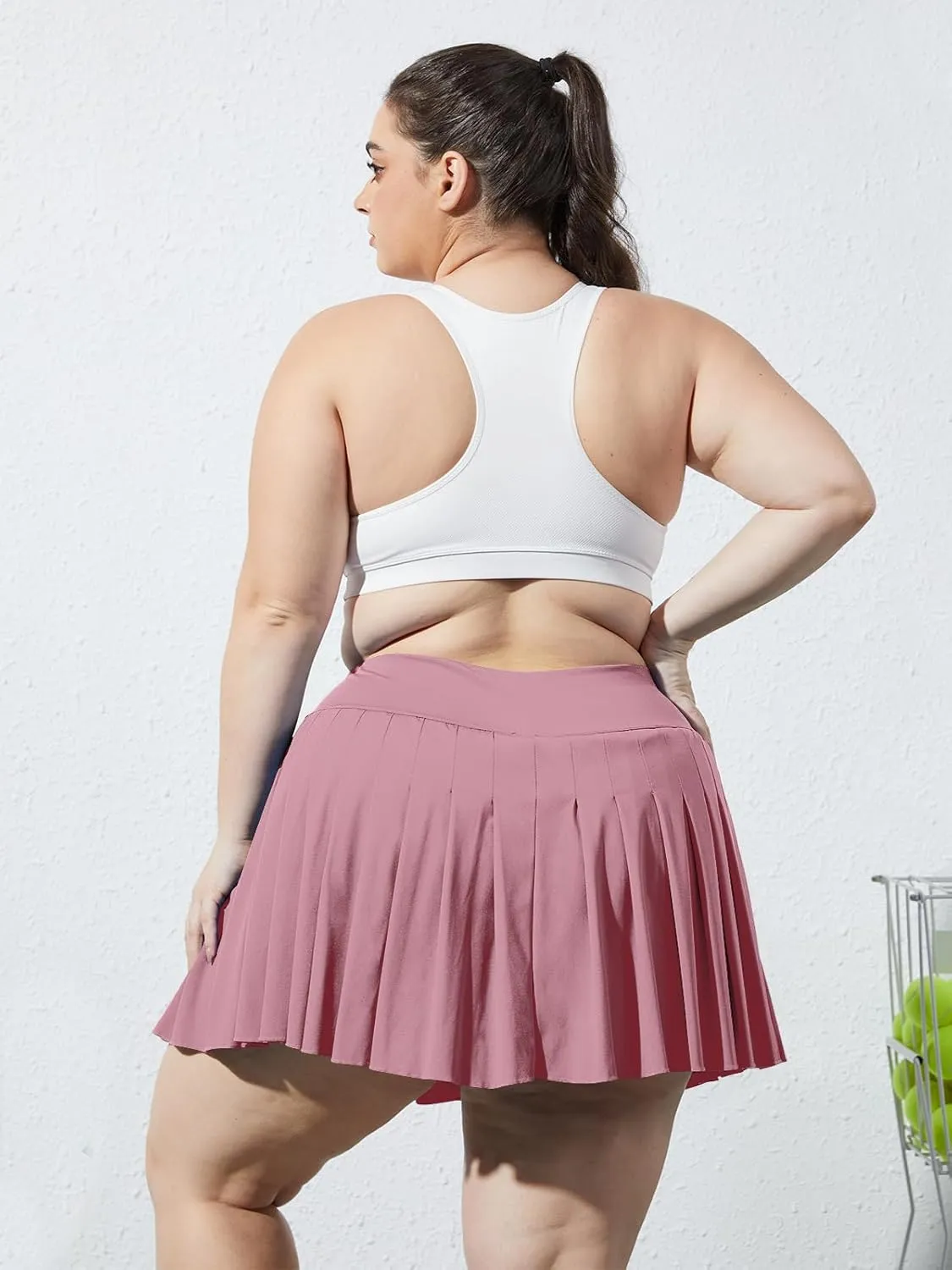 Moon Wood Women's Plus Size Pleated Tennis Skirt- Girls High Waist Athletic Golf Skirts with Shorts