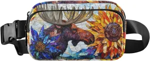Moose Sun Fanny Pack Water Resistant, Women Men Waist Pack Sling Bag Purse for Travel Hiking