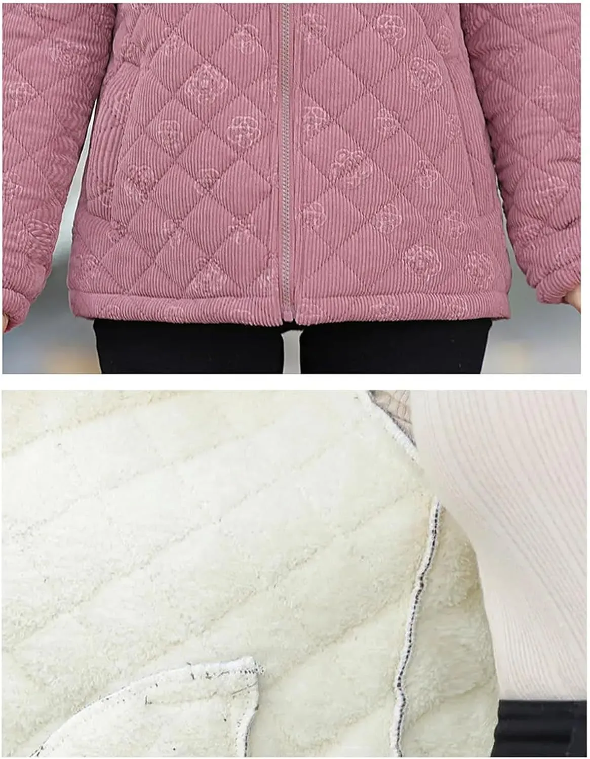 Mother Winter Corduroy Temperament Coat Middle-Aged And Old Ladies Stand Collar Warm Cotton-Padded