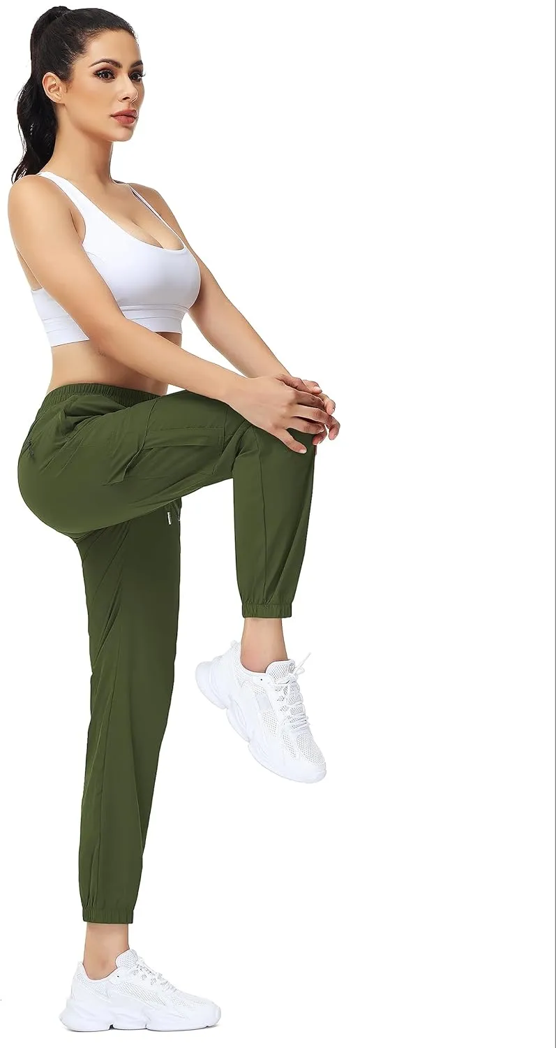 MOUEEY Women's Cargo Joggers Lightweight Quick Dry Athletic Water Resistant Lounge Casual Pants with Zipper Pockets