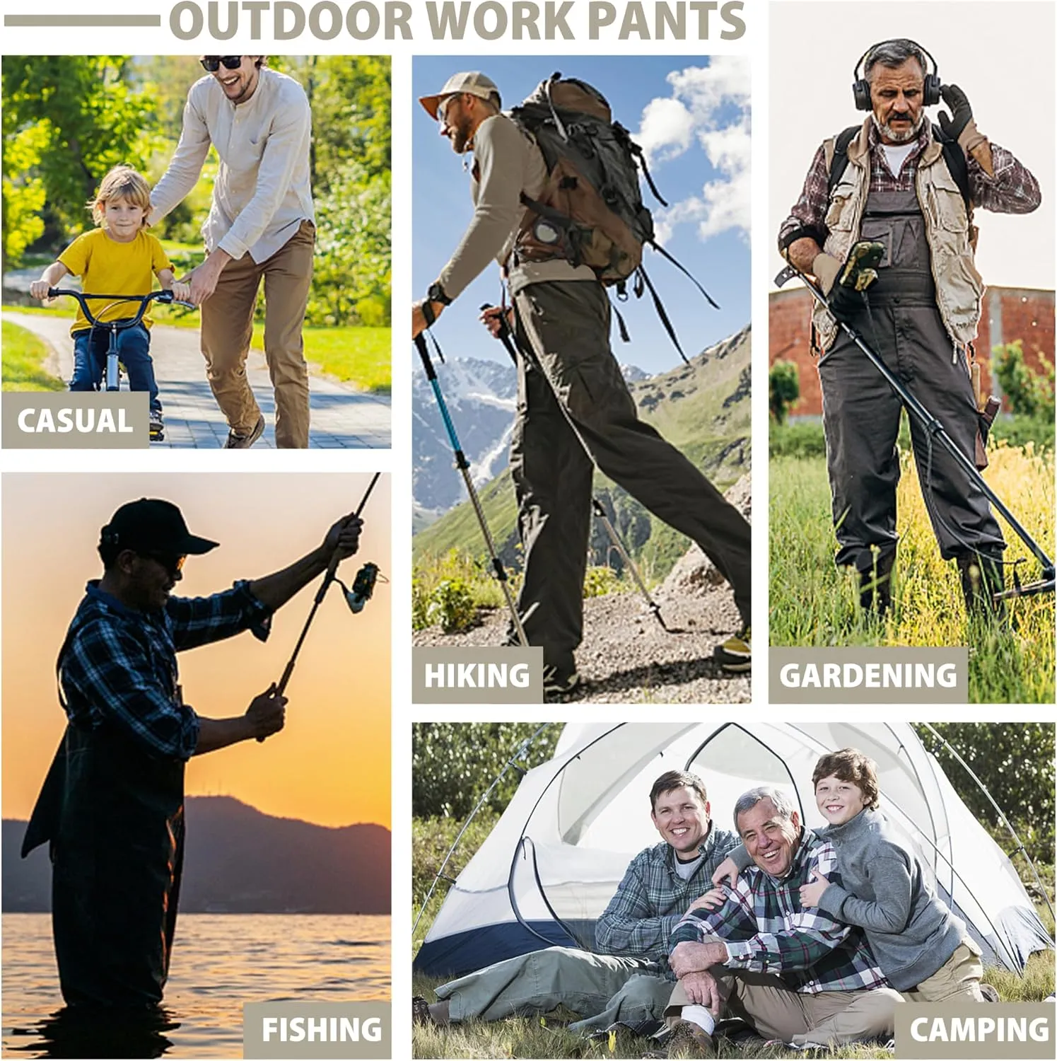 MOURCE Hiking Pants Water Resistant Ripstop Cargo Pants for Men Quick Dry Lightweight Men's Tactical Pants