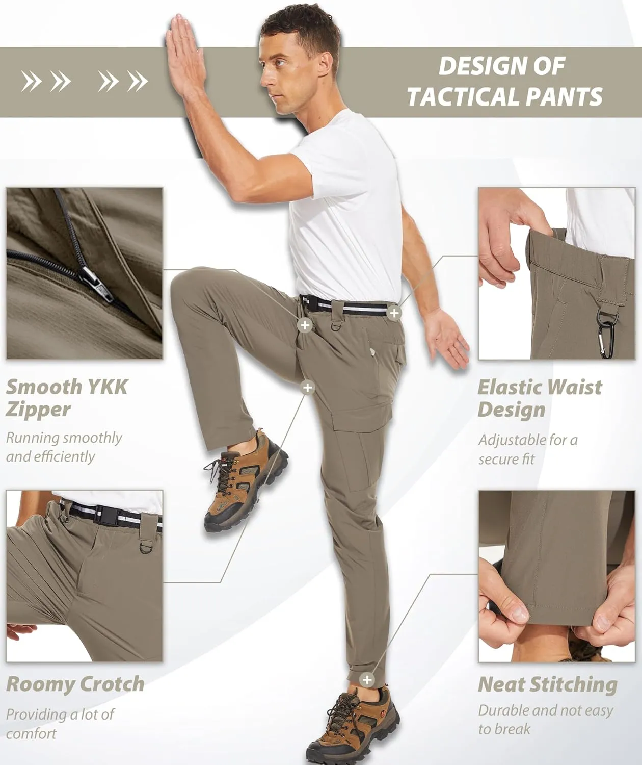 MOURCE Hiking Pants Water Resistant Ripstop Cargo Pants for Men Quick Dry Lightweight Men's Tactical Pants