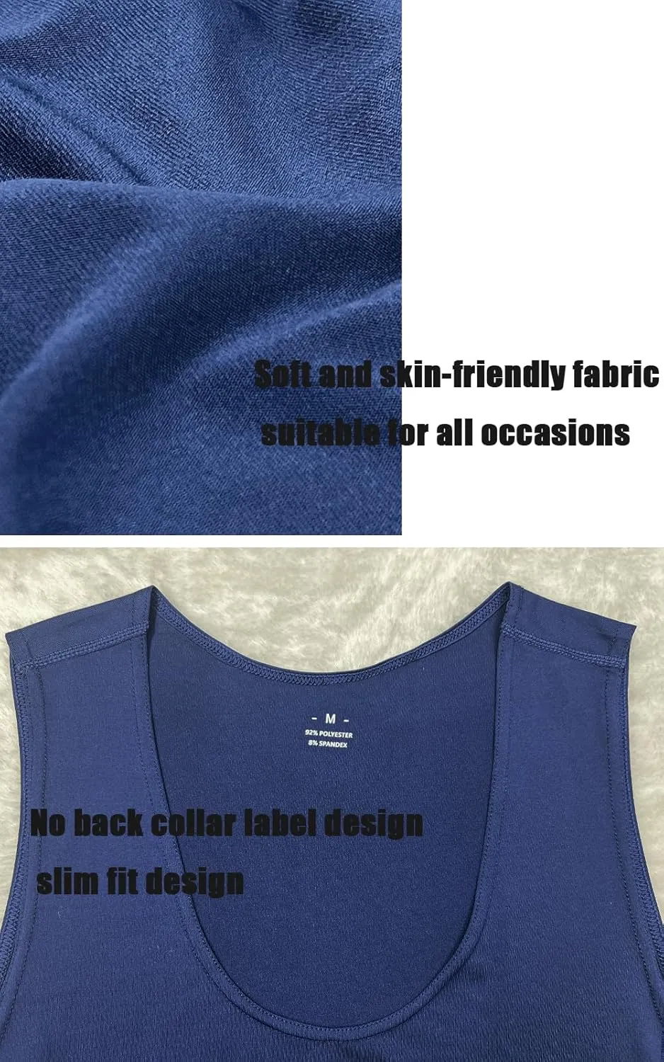 Muscle Cmdr Mens Slim Fit Workout Tank Top Bodybuilding Muscle Shirts Fitness Quick Dry Athletic Gym Deep Round Neck Stretch